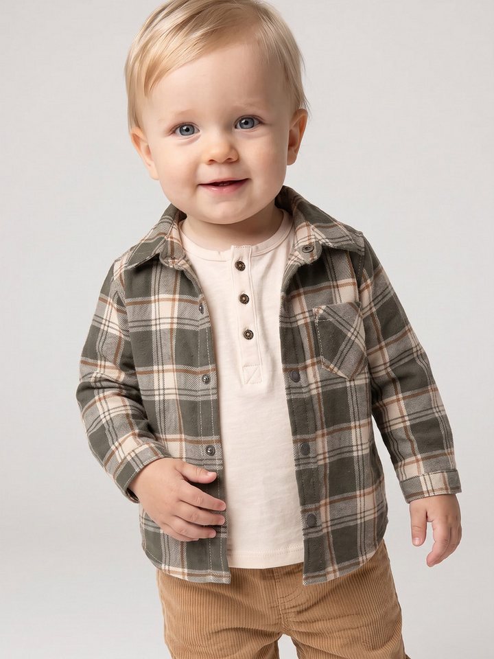 vertbaudet Langarmhemd Baby Flanellhemd – Bild 5 von 5