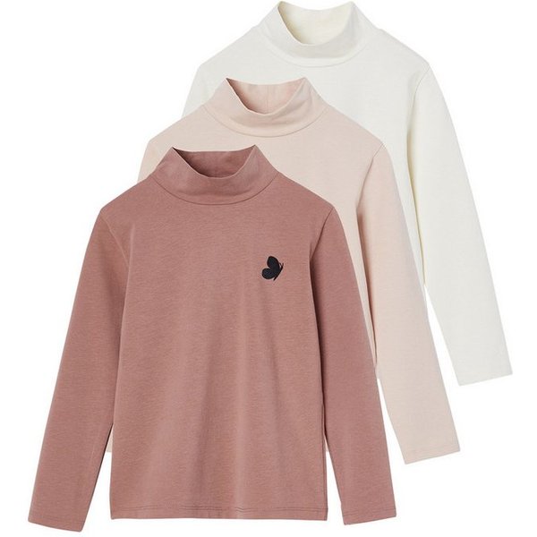 vertbaudet Langarmhemd Mädchen Shirts mit Stehkragen BASIC 3er-Pack