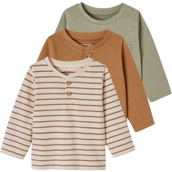vertbaudet Langarmshirt 3er-Pack Baby Langarmshirts BASIC 3er-Pack