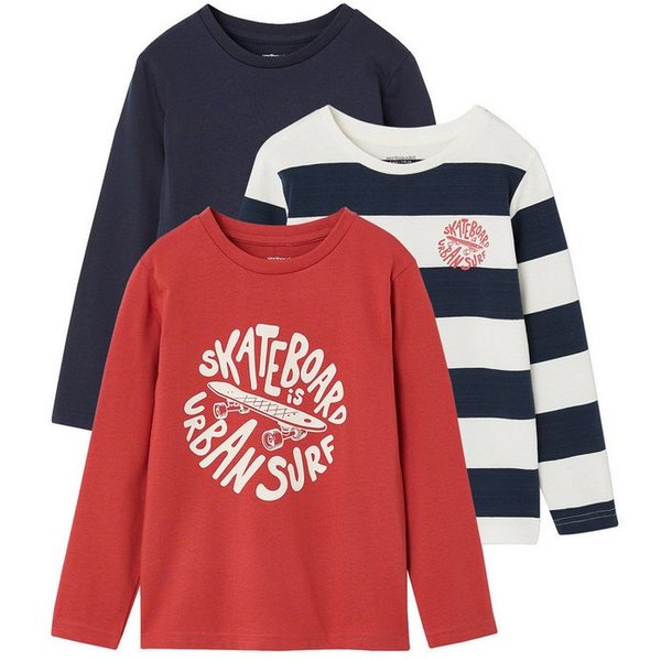 vertbaudet Langarmshirt 3er-Pack Shirts Jungen BASIC