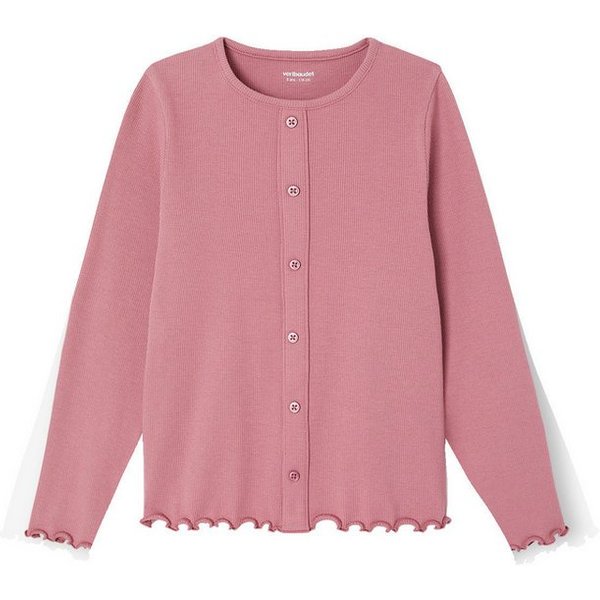 vertbaudet Langarmshirt Langarmshirt aus Ripp Mädchen, Zierknopfleiste