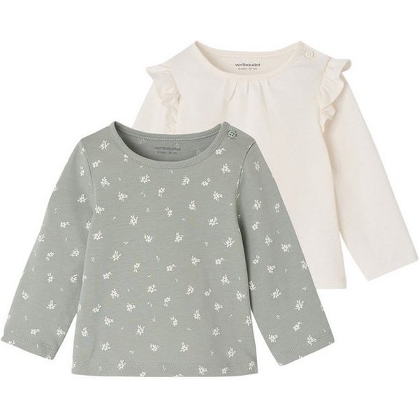 vertbaudet Langarmshirt Baby Shirts BASIC, Print & Uni mit Volants 2er-Pack