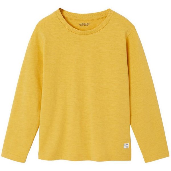 vertbaudet Langarmshirt Jungen Langarmshirt BASIC Zierlabel am Saum