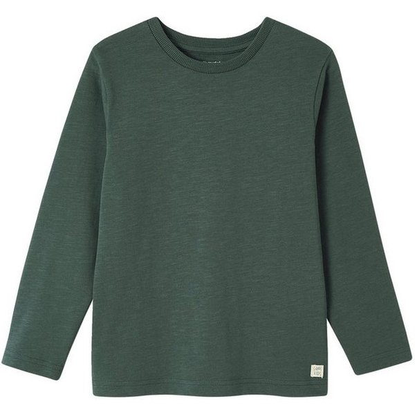 vertbaudet Langarmshirt Jungen Langarmshirt BASIC Zierlabel am Saum