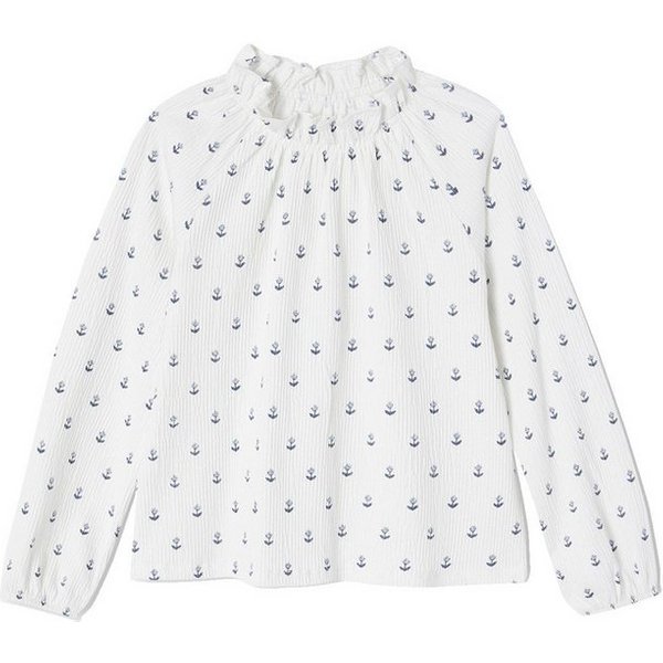vertbaudet Langarmshirt Mädchen Blusenshirt mit Rüschenkragen
