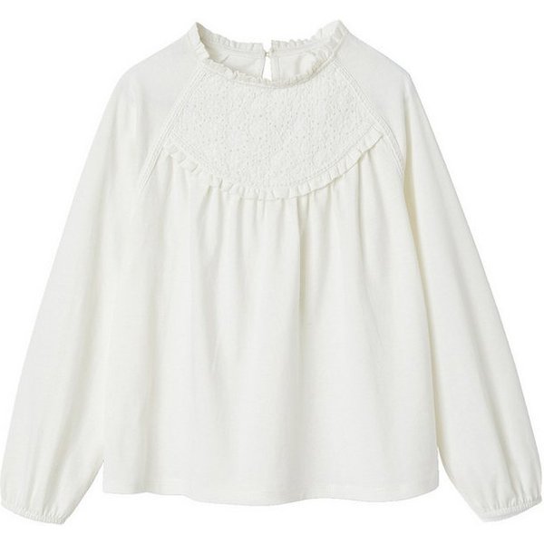 vertbaudet Langarmshirt Mädchen Blusenshirt mit Lochstickerei