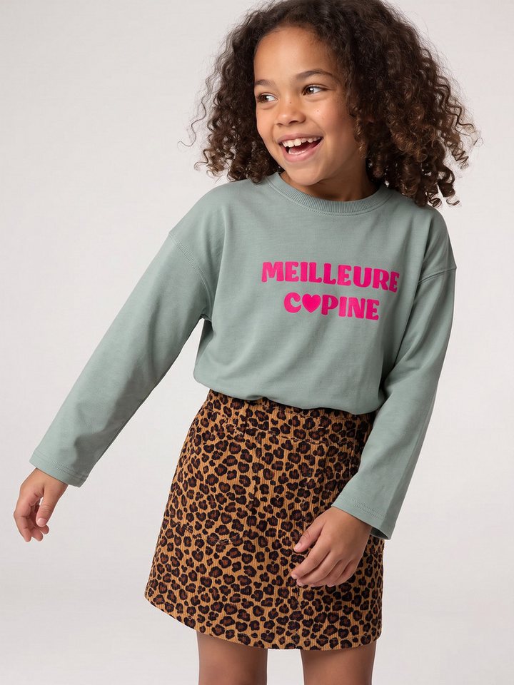 vertbaudet Langarmshirt Langarmshirt mit Flockprint Mädchen, Baumwolle – Bild 4 von 5