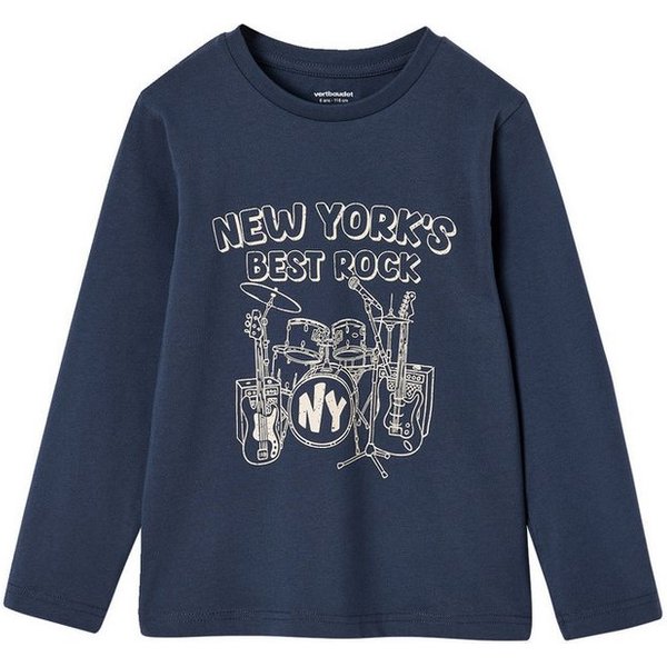 vertbaudet Langarmshirt Langarmshirt mit Print Jungen, Baumwolle BASIC