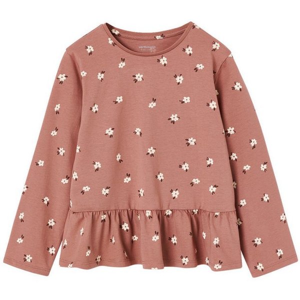 vertbaudet Langarmshirt Langarmshirt mit Schößchen Mädchen, Baumwolle