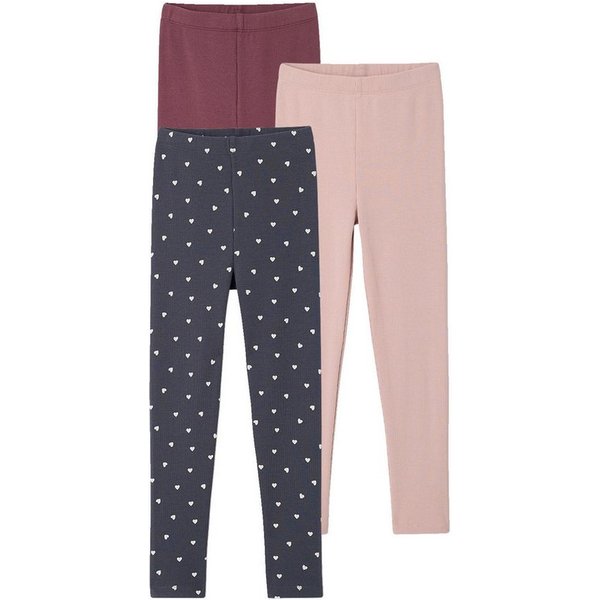 vertbaudet Leggings 3er-Pack Leggings Mädchen, Ripp, Dehnbund BASIC