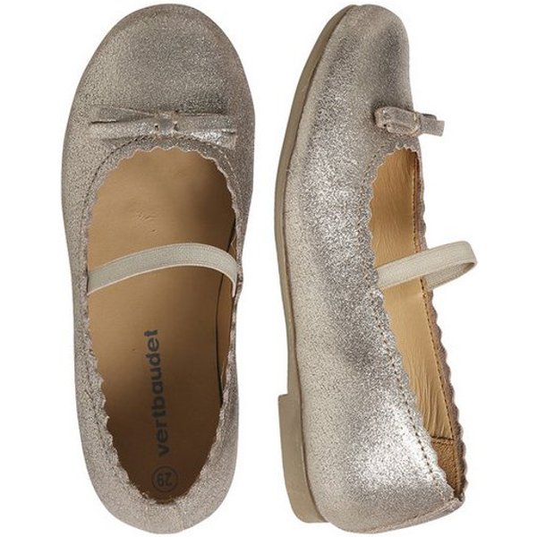 vertbaudet Mädchen Leder-Ballerinas in Glitzeroptik Ballerina