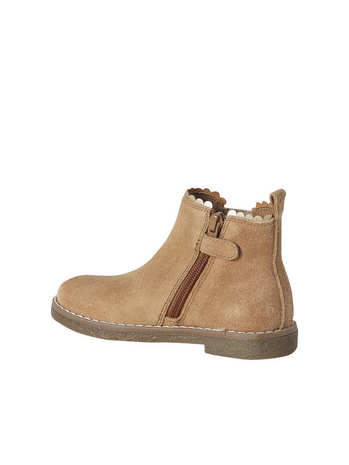 vertbaudet Mädchen Leder-Boots mit Zierborte, Reißverschluss Schnürboots Gummizug-Einsatz, Glanzeffekt – Bild 3 von 5