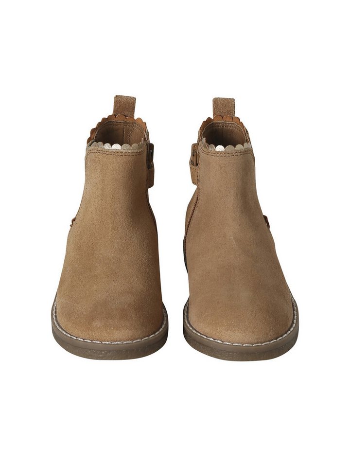 vertbaudet Mädchen Leder-Boots mit Zierborte, Reißverschluss Schnürboots Gummizug-Einsatz, Glanzeffekt – Bild 4 von 5