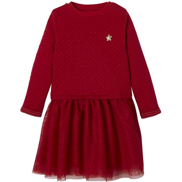 vertbaudet Minikleid Festliches Mädchen Kleid, Materialmix