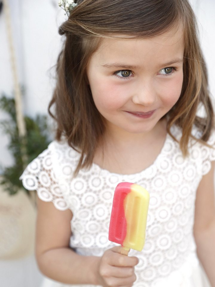 vertbaudet Minikleid Festliches Mädchen Kleid mit Makrameespitze – Bild 5 von 5