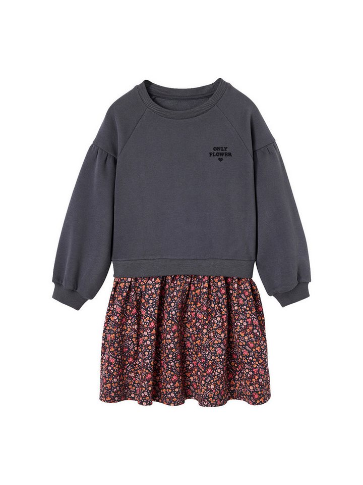 vertbaudet Minikleid Mädchen Kleid mit Materialmix – Bild 2 von 5