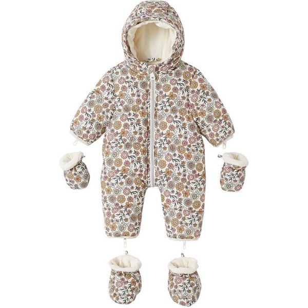 vertbaudet Overall Baby Winter-Overall mit Fleecefutter, geblümt