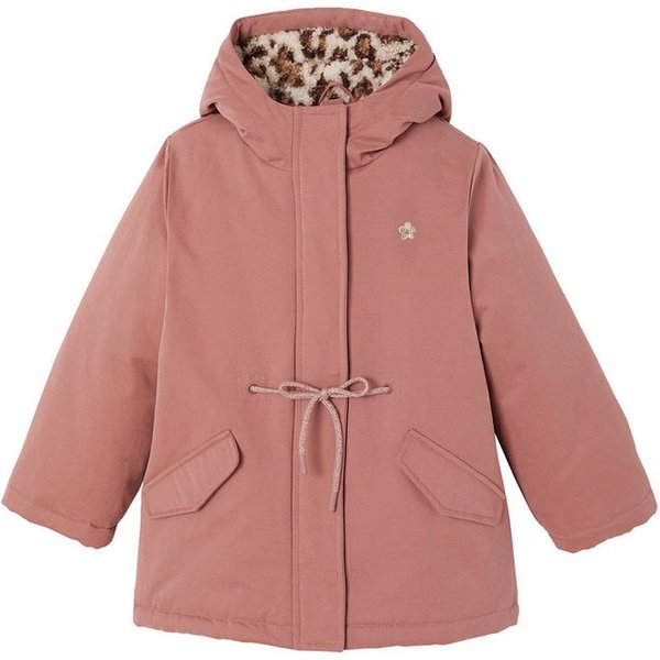 vertbaudet Parka Mädchen Winterjacke mit Webpelzkapuzenfutter 3-in-1, abnehmbarer Innenjacke, Leo-Print