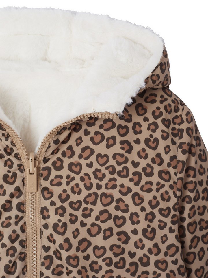 vertbaudet Regenjacke Mädchen Kapuzenjacke mit Leomuster und Teddyfleece wendbar – Bild 5 von 5