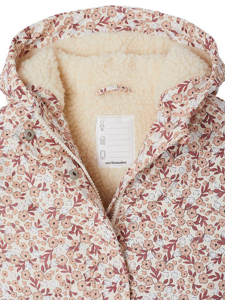 vertbaudet Regenjacke Regenjacke mit Teddyfleece-Futter Mädchen Blumenmotiv – Bild 3 von 5