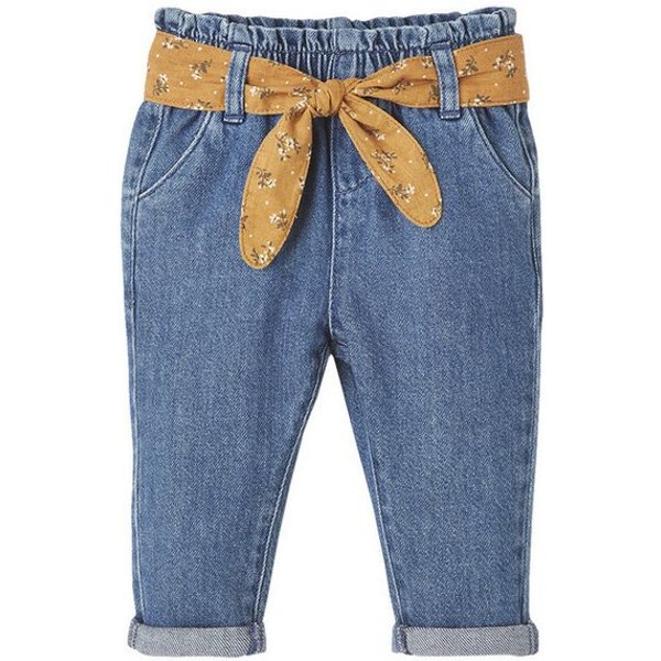 vertbaudet Regular-fit-Jeans Mädchen Baby Jeans mit Stoffgürtel