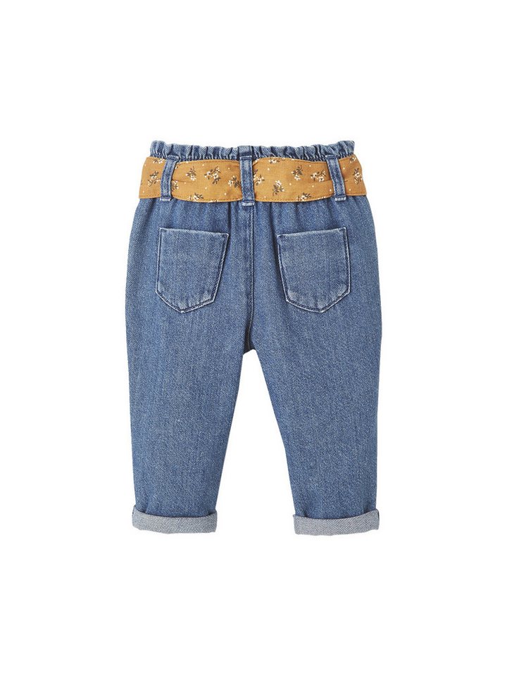 vertbaudet Regular-fit-Jeans Mädchen Baby Jeans mit Stoffgürtel – Bild 2 von 4