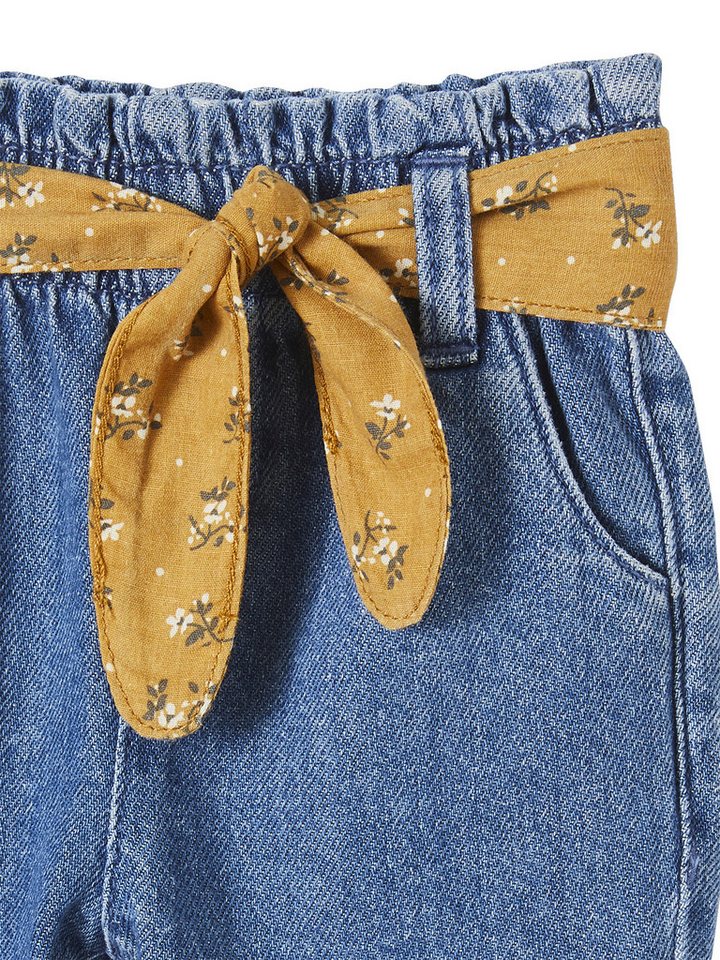 vertbaudet Regular-fit-Jeans Mädchen Baby Jeans mit Stoffgürtel – Bild 3 von 4