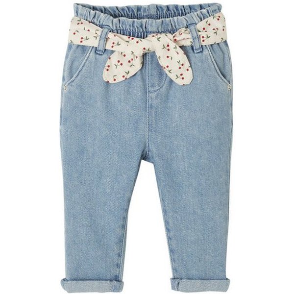 vertbaudet Regular-fit-Jeans Mädchen Baby Jeans mit Stoffgürtel