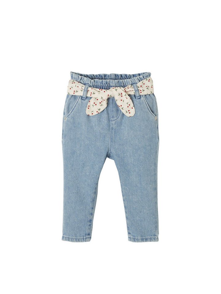 vertbaudet Regular-fit-Jeans Mädchen Baby Jeans mit Stoffgürtel – Bild 2 von 5