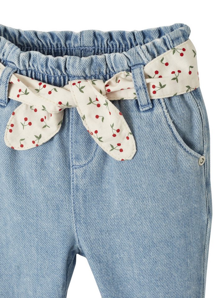 vertbaudet Regular-fit-Jeans Mädchen Baby Jeans mit Stoffgürtel – Bild 4 von 5