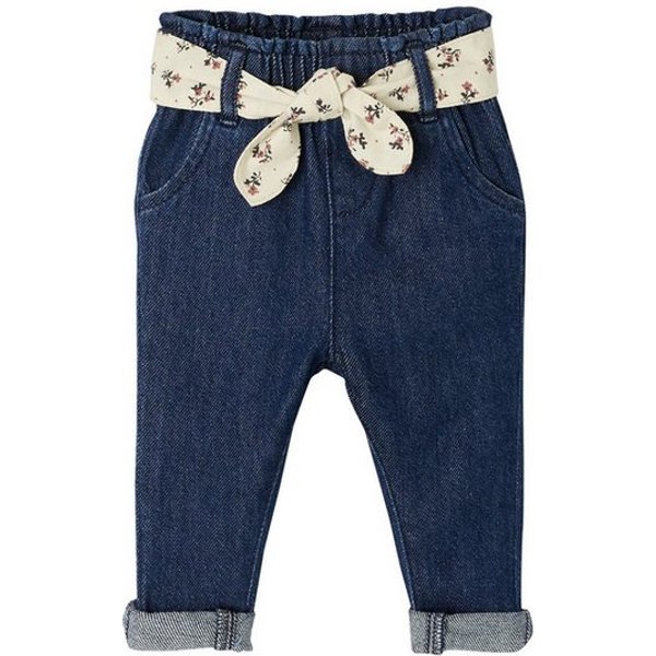vertbaudet Regular-fit-Jeans Mädchen Baby Jeans mit Stoffgürtel