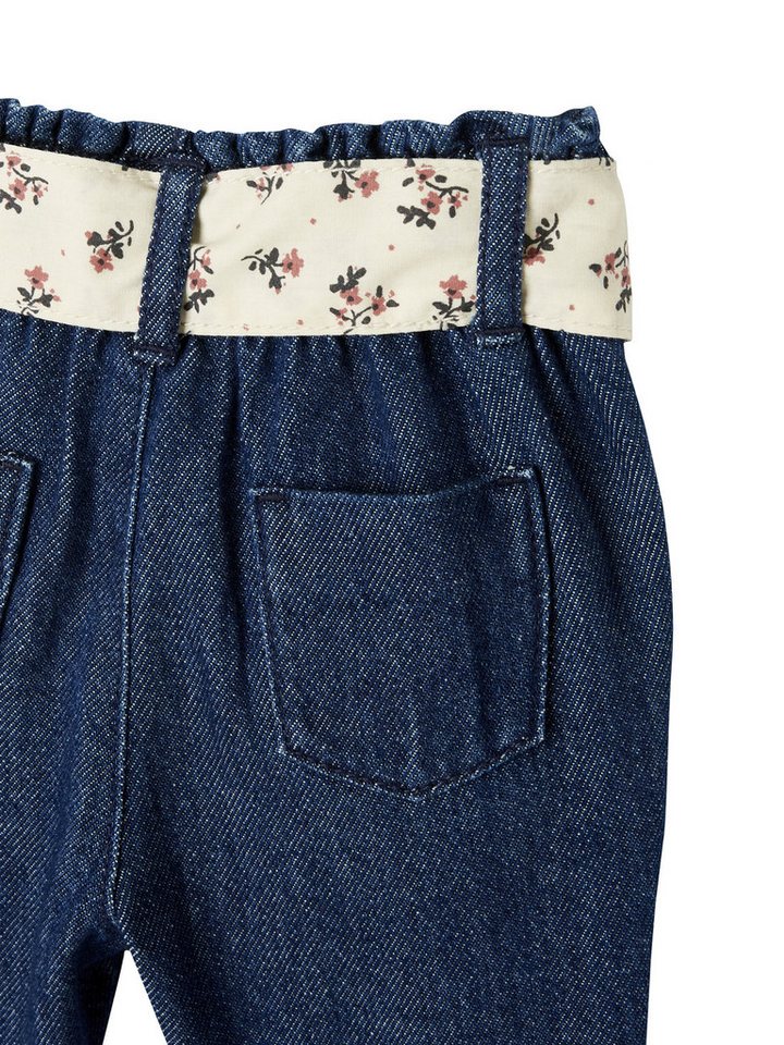 vertbaudet Regular-fit-Jeans Mädchen Baby Jeans mit Stoffgürtel – Bild 4 von 5