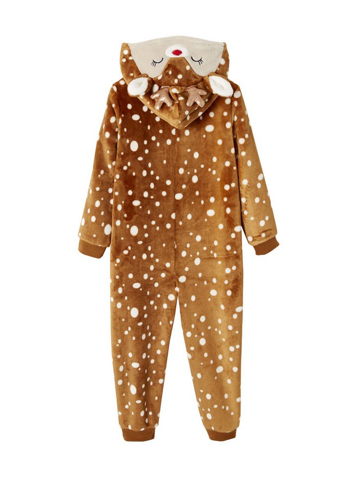 vertbaudet Schlafanzug Mädchen Plüsch-Overall, Onesie RENTIER – Bild 2 von 5