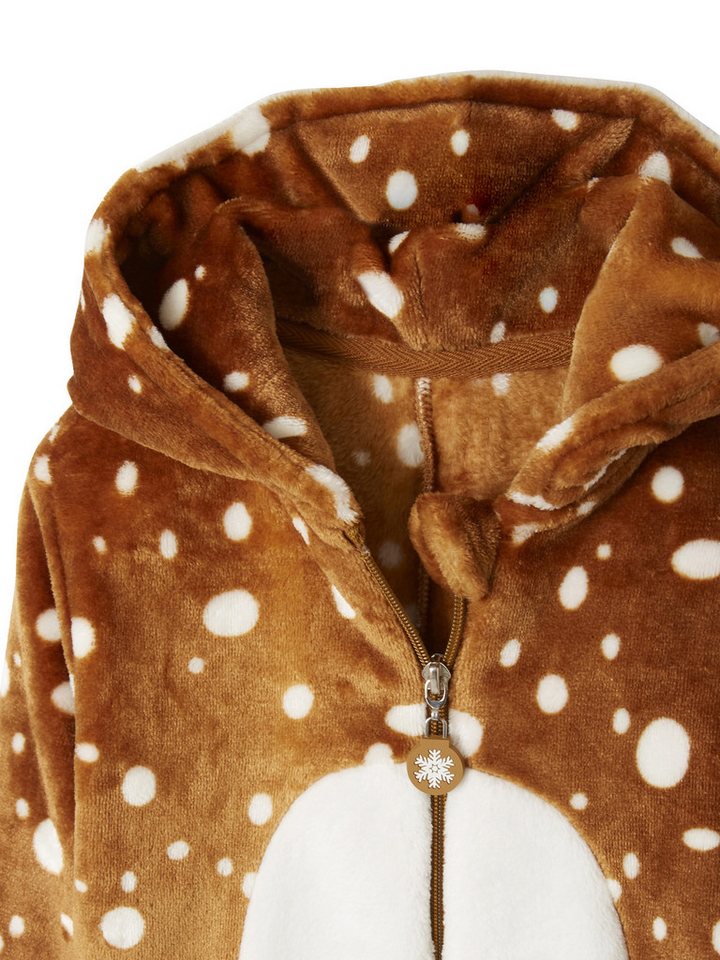 vertbaudet Schlafanzug Mädchen Plüsch-Overall, Onesie RENTIER – Bild 4 von 5
