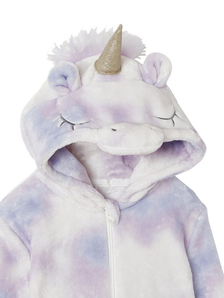vertbaudet Schlafanzug Mädchen Plüsch-Overall EINHORN – Bild 4 von 5