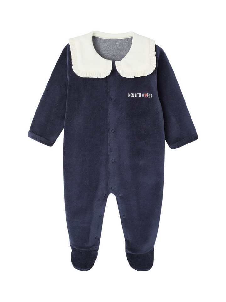 vertbaudet Schlafoverall Baby Samt-Strampler, Herzen – Bild 3 von 5