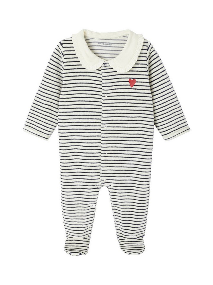 vertbaudet Schlafoverall Baby Samt-Strampler, Herzen – Bild 4 von 5