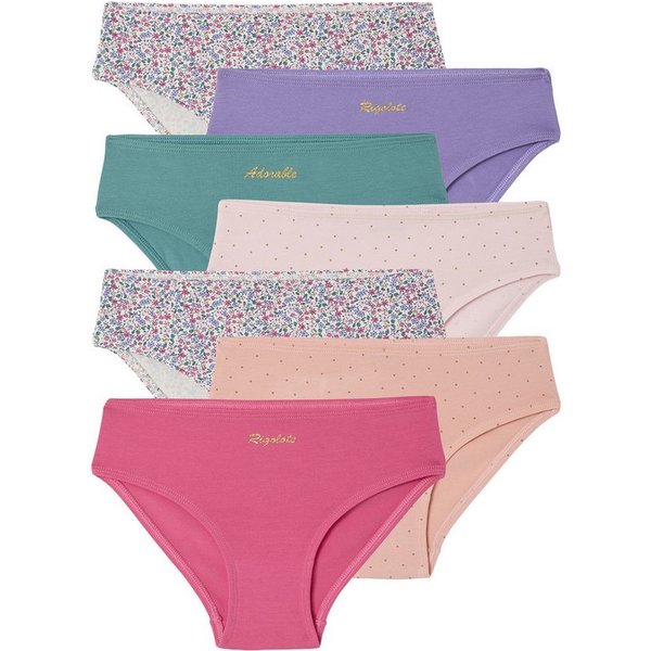 vertbaudet Slip 7er-Pack Mädchen Slips mit goldenen Schriftzügen 7er-Pack