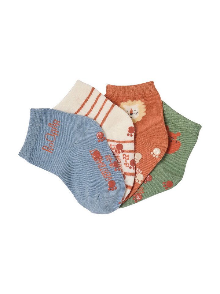 vertbaudet Socken 4er-Pack Baby Stoppersocken, Löwe und Nilpferd – Bild 2 von 3