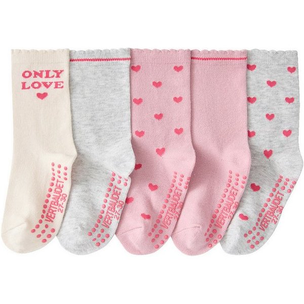 vertbaudet Socken 5er-Pack Stoppersocken mit Herzen Mädchen