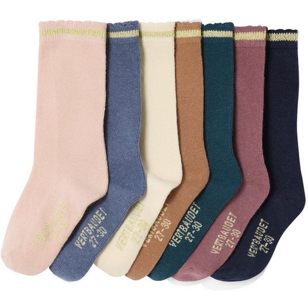 vertbaudet Socken Mädchen Socken, Glitzerstreifen BASIC 7er-Pack