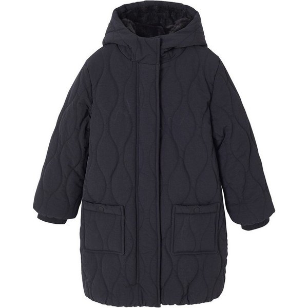 vertbaudet Steppjacke Mädchen Steppmantel mit Webpelz-Kapuze