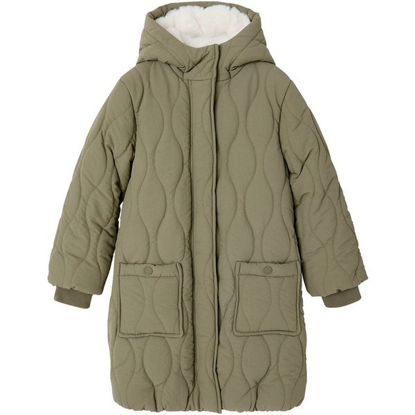 vertbaudet Steppjacke Mädchen Steppmantel mit Webpelz-Kapuze
