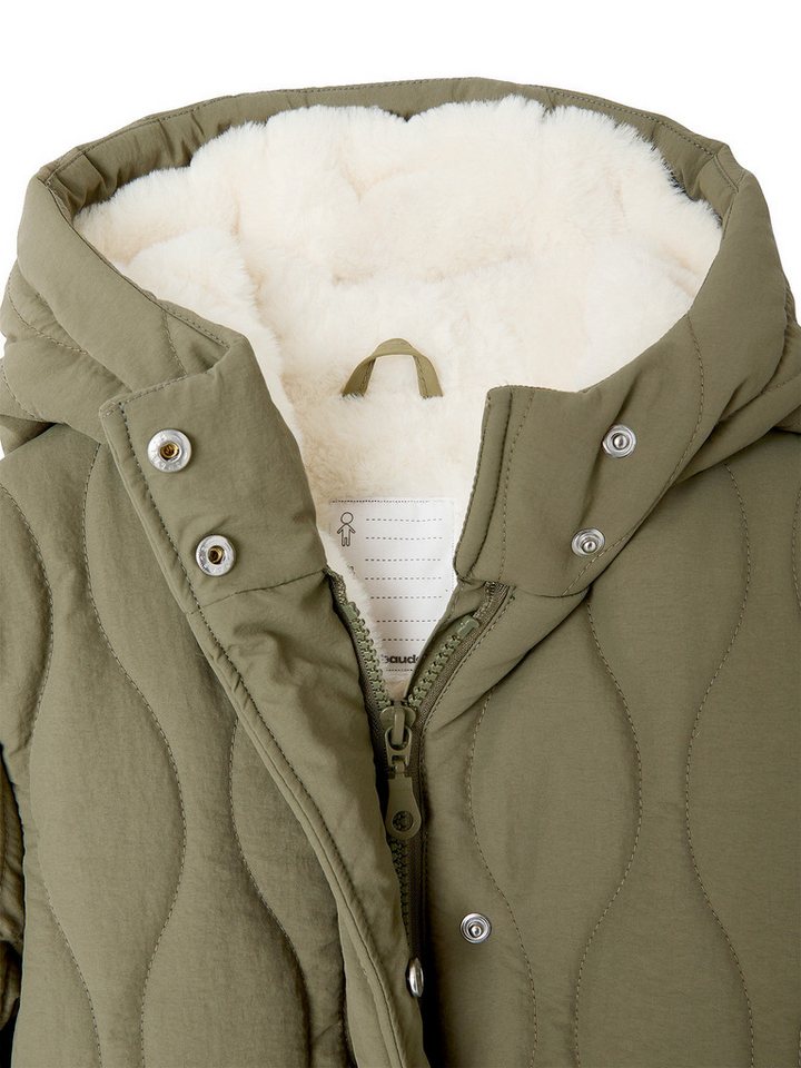 vertbaudet Steppjacke Mädchen Steppmantel mit Webpelz-Kapuze – Bild 3 von 5