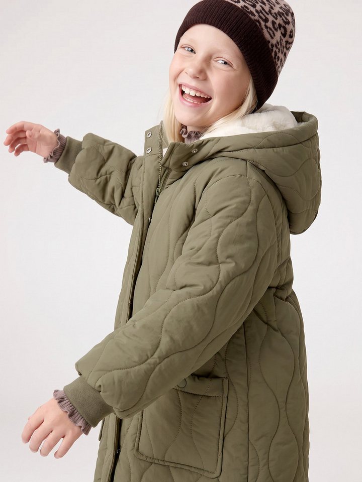 vertbaudet Steppjacke Mädchen Steppmantel mit Webpelz-Kapuze – Bild 5 von 5