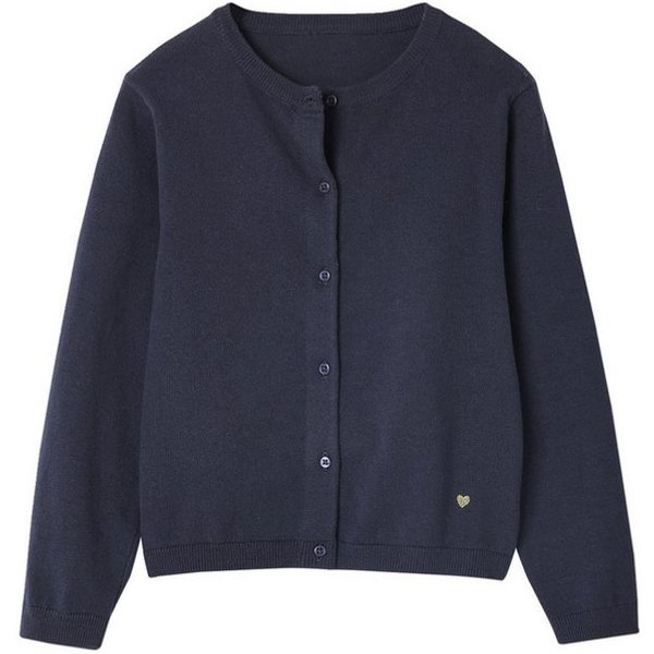 vertbaudet Strickjacke Mädchen Strickjacke BASICS Runder Ausschnitt, Knopfverschluss