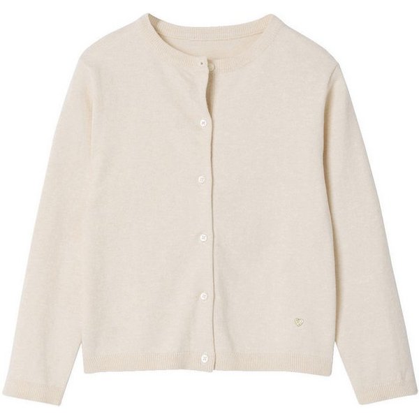 vertbaudet Strickjacke Mädchen Strickjacke BASICS Runder Ausschnitt, Knopfverschluss