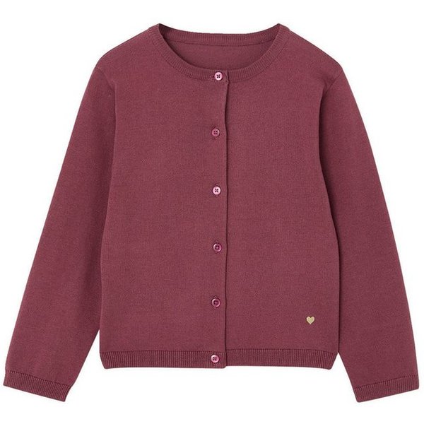 vertbaudet Strickjacke Mädchen Strickjacke BASICS Runder Ausschnitt, Knopfverschluss