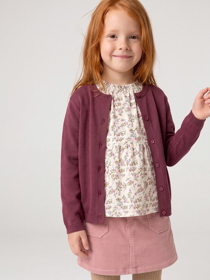 vertbaudet Strickjacke Mädchen Strickjacke BASICS Runder Ausschnitt, Knopfverschluss – Bild 5 von 5