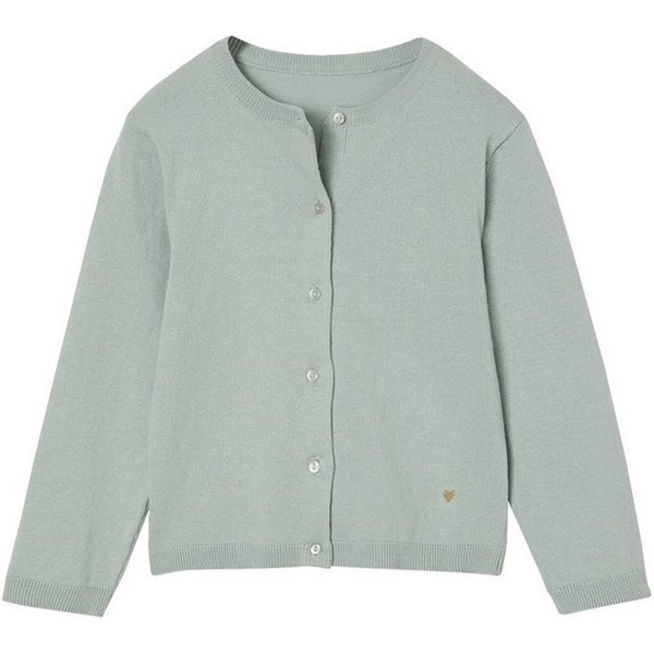 vertbaudet Strickjacke Mädchen Strickjacke BASICS Runder Ausschnitt, Knopfverschluss